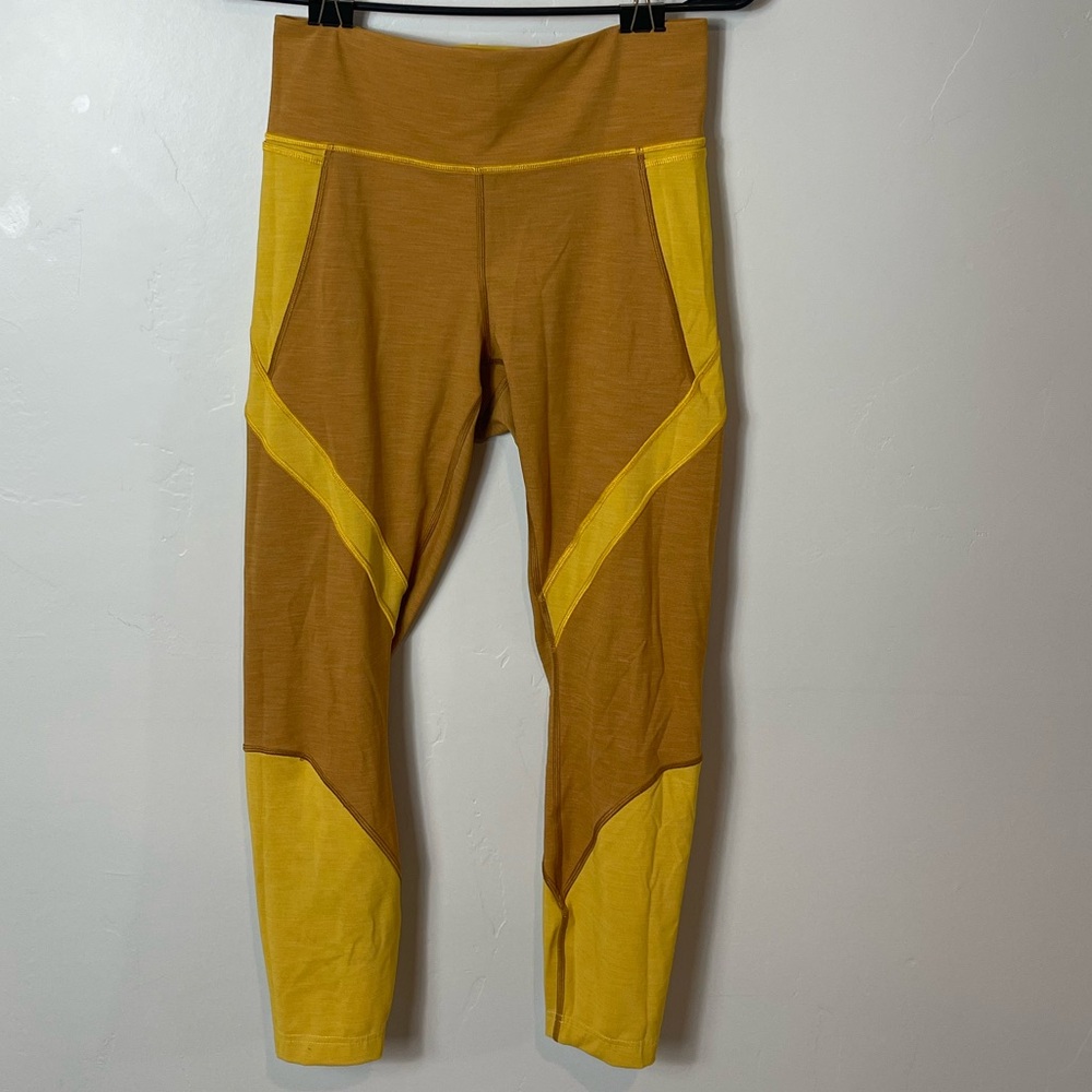 Lululemon leggings active workout mustard yellow ankle